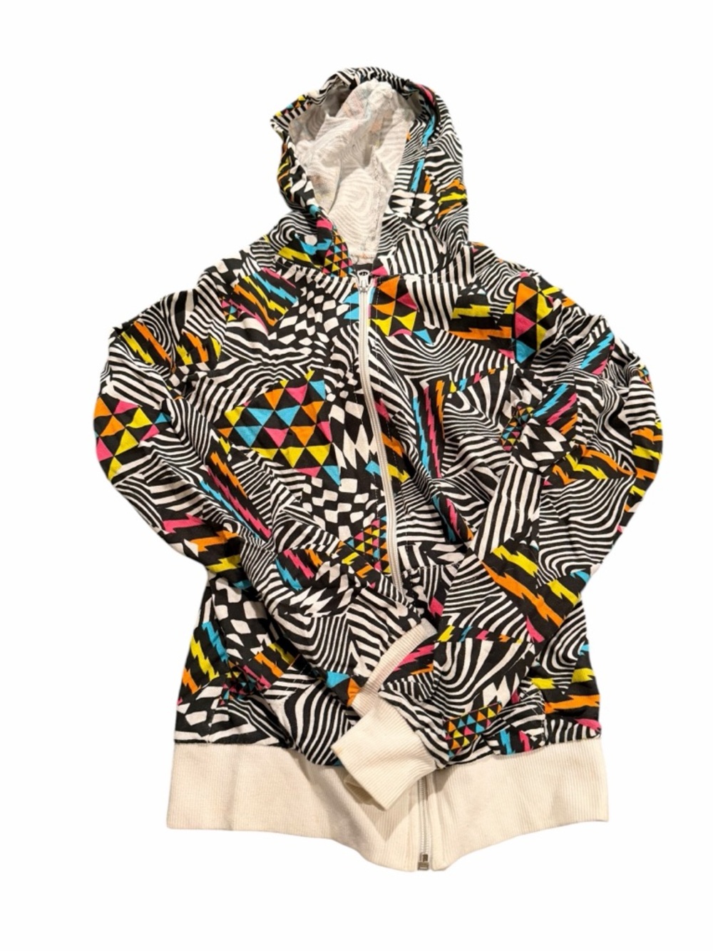 Vintage Y2K Multicolor Zip Up Hoodie Skater Emo Punk Scene Trippy  Sz S